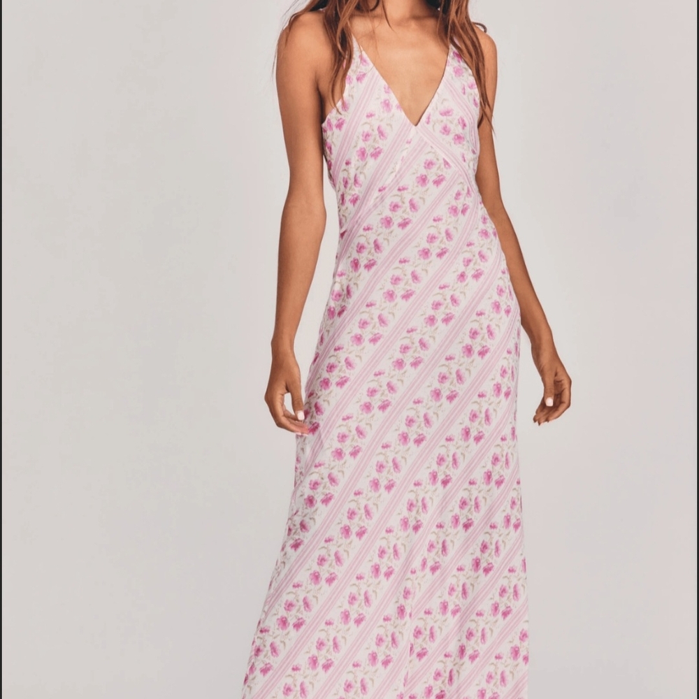 LoveShackFancy Pink Floral Maxi Dress